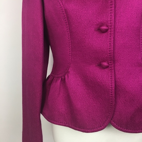 Anne Klein Fuchsia Textured Silk Wool Blazer - Picture 2 of 8